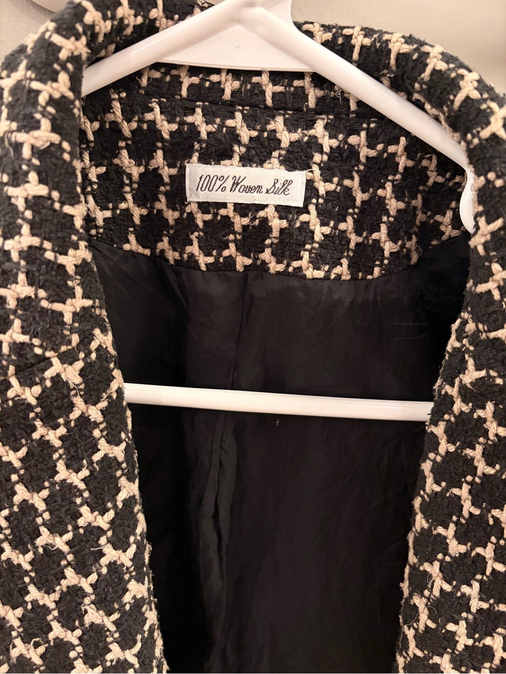 Women's Black & Cream Tweed Cropped Blazer - Classic Tailored Style - Picture 3 of 12